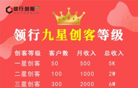 领行九星创客等级申请标准及操作流程(赚1000万)