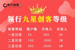 领行九星创客等级申请标准及操作流程（赚1000万）