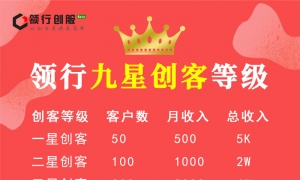 领行九星创客等级申请标准及操作流程（赚1000万）
